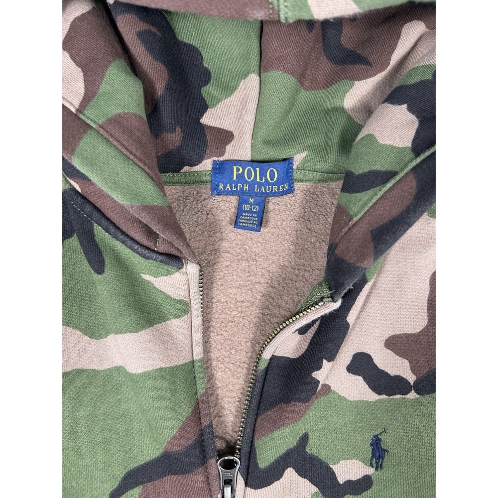 Polo Ralph Lauren Boys Camo Print Full-Zip Hoodie Fleece Size M (10-12) - Picture 3 of 11